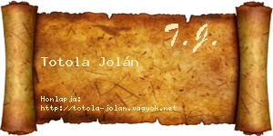 Totola Jolán névjegykártya